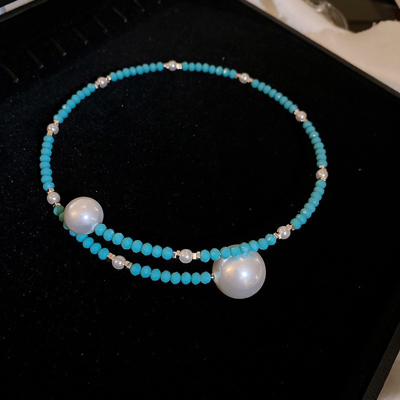 Collar de perlas de color dopamina Estilo étnico Retro con cuentas Cadena de clavícula Moda de nicho Collar de alta gama al por mayor