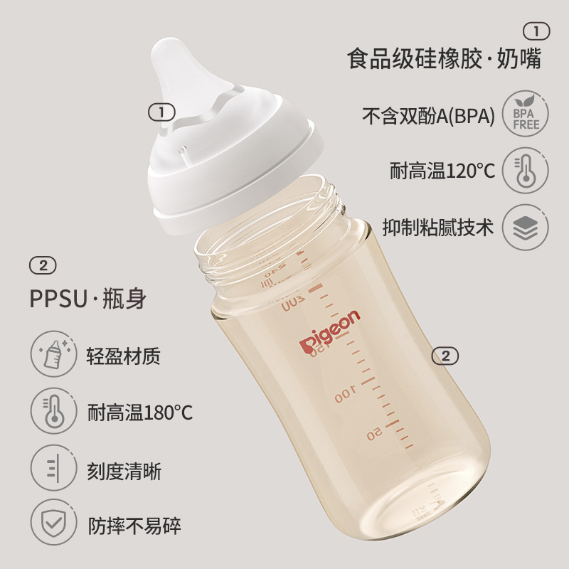 【正品包邮】贝亲PPSU奶瓶三代宽口径自然实感奶嘴防胀气专供款|undefined