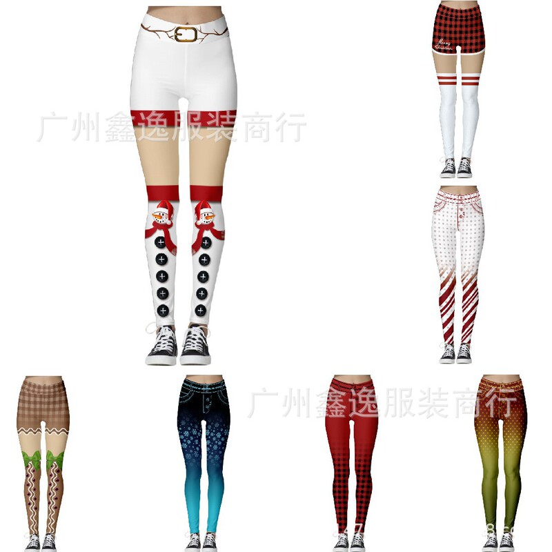2022 European and American new women's pants Christmas hot milk silk casual tight fitness underpants yoga pants direct sales
