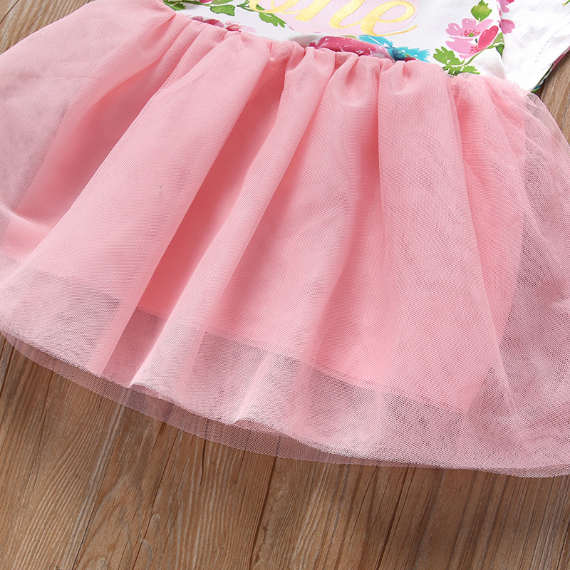 Außenhandel Kinder Druck Mode Kurzarm Kleid Mädchen Sommerkleid A Linien Rock Spot Großhandel display picture 5