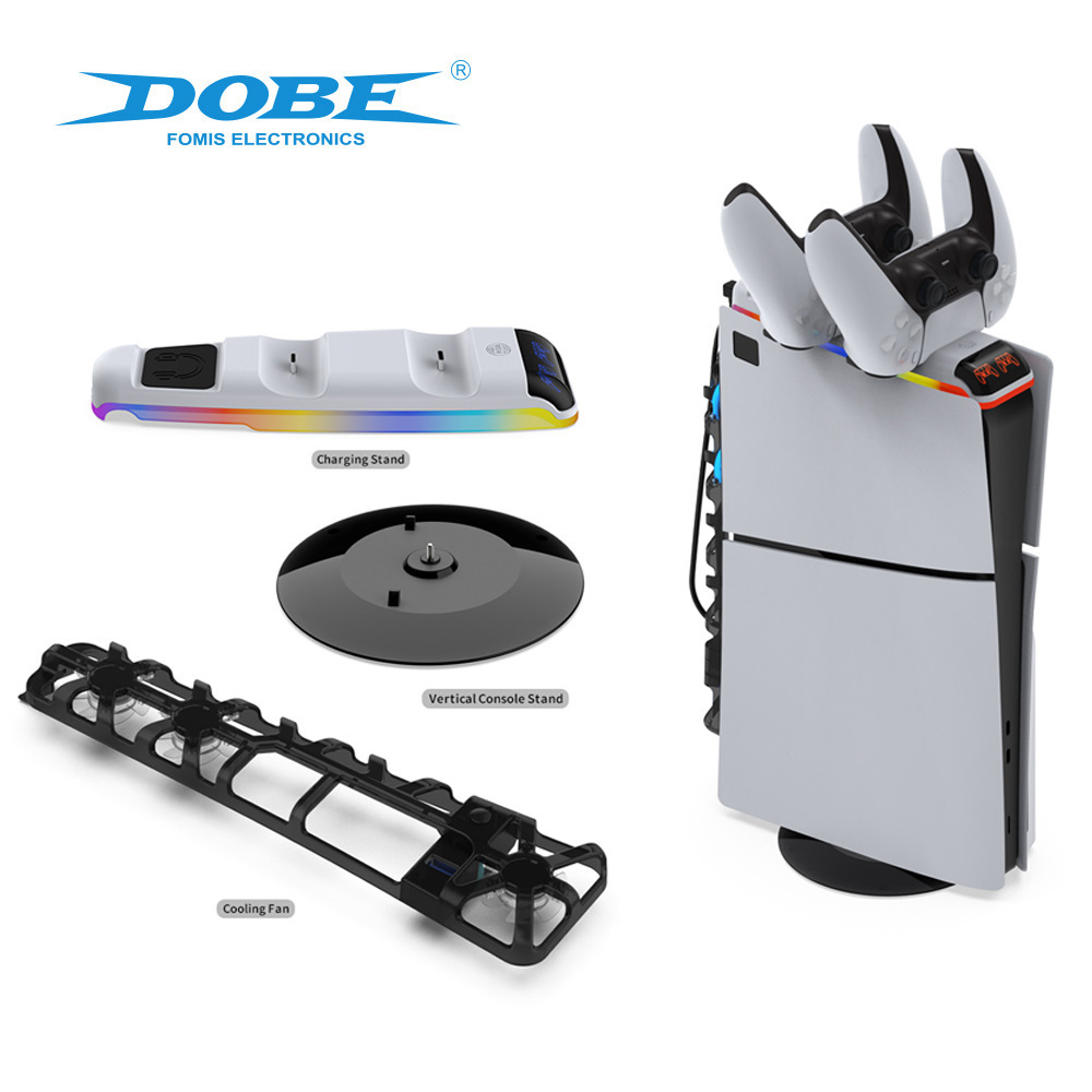 PS5slim host colorido RGB mango superior cargador PS5slim ventilador de enfriamiento disco soporte vertical