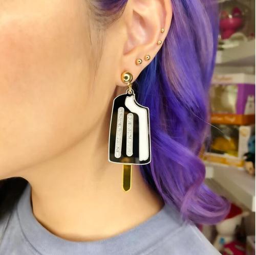 Y2K acrylic pizza ice cream cake milk tea omelette donut peanut butter sushi cookie food earrings