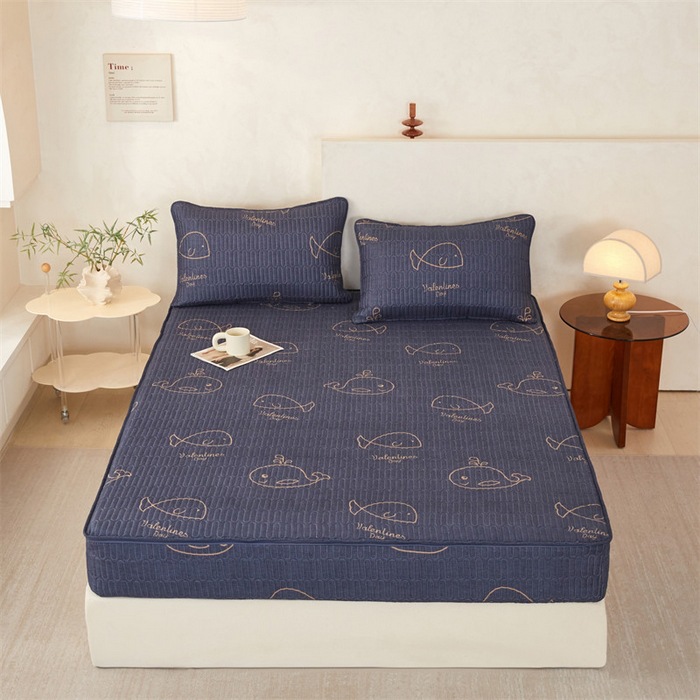 Cross-Border Removable Six-Sided All-Inclusive Five-Sided Quilted Fitted Sheet Protective Cover Zippered Simmons Mattress Printed Bed Cover