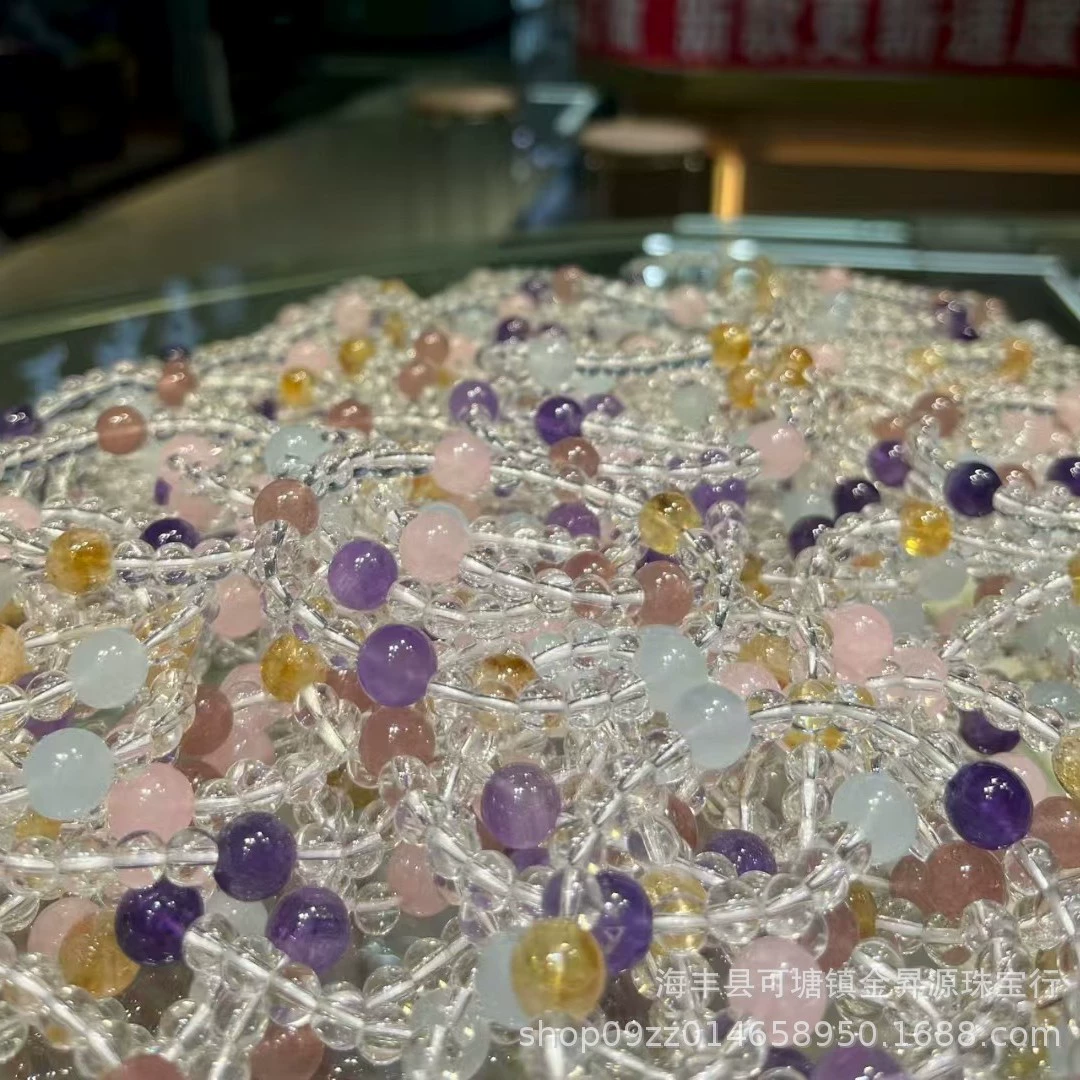 Organic crystal with amethyst, bracelet, chain, simple and elegant design, light luxury style