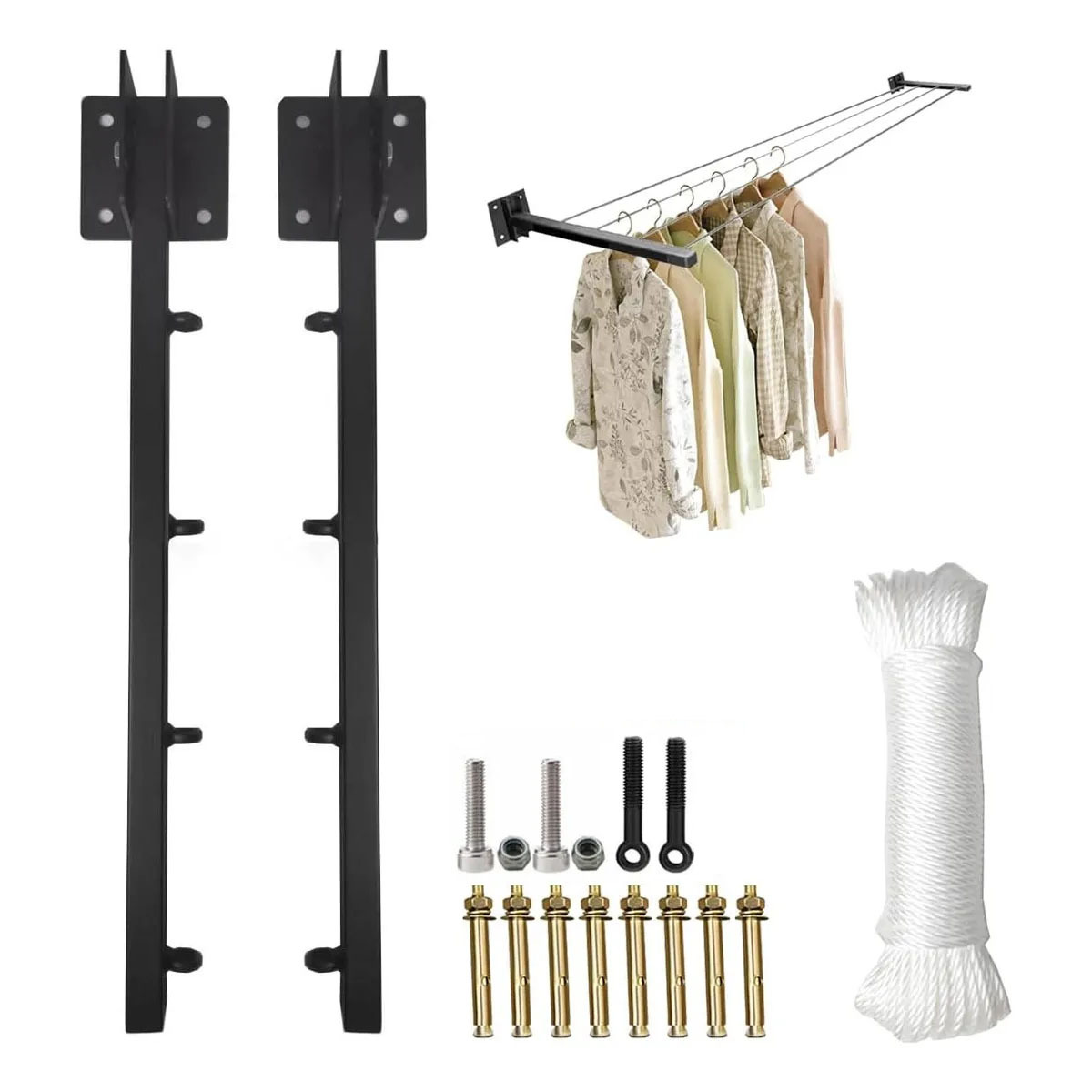 Cross-border wall-type folding drying rack can lift clothes line with strong load-bearing capacity of metal products