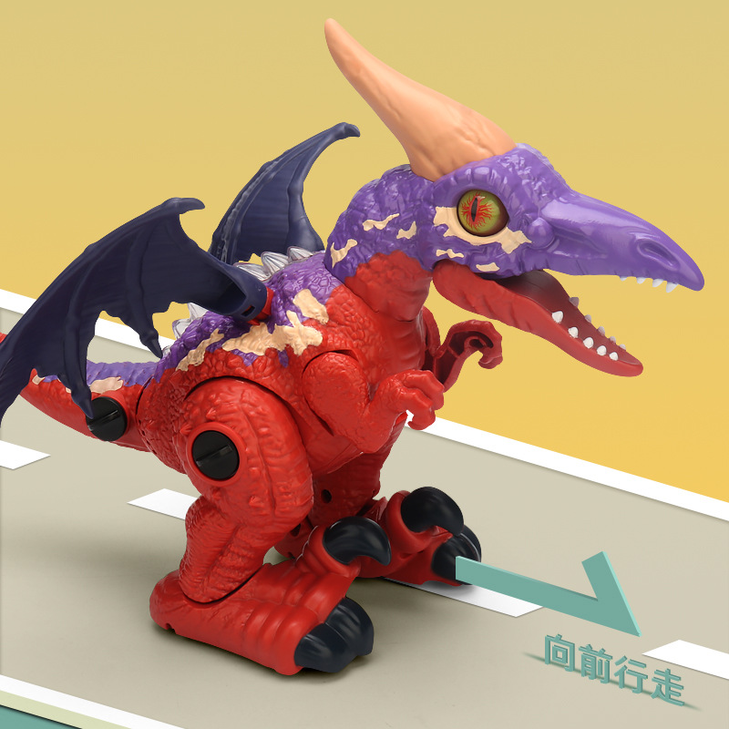 Los niños eléctricos sonido y luz dinosaurio modelo de simulación pterosaurus automático caminar desmontaje juguete dinosaurio puesto venta al por mayor caliente