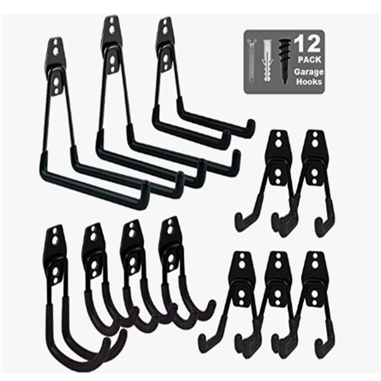 Garage Hooks重型12件装钢制车库储物挂钩花园工具壁挂车库挂钩