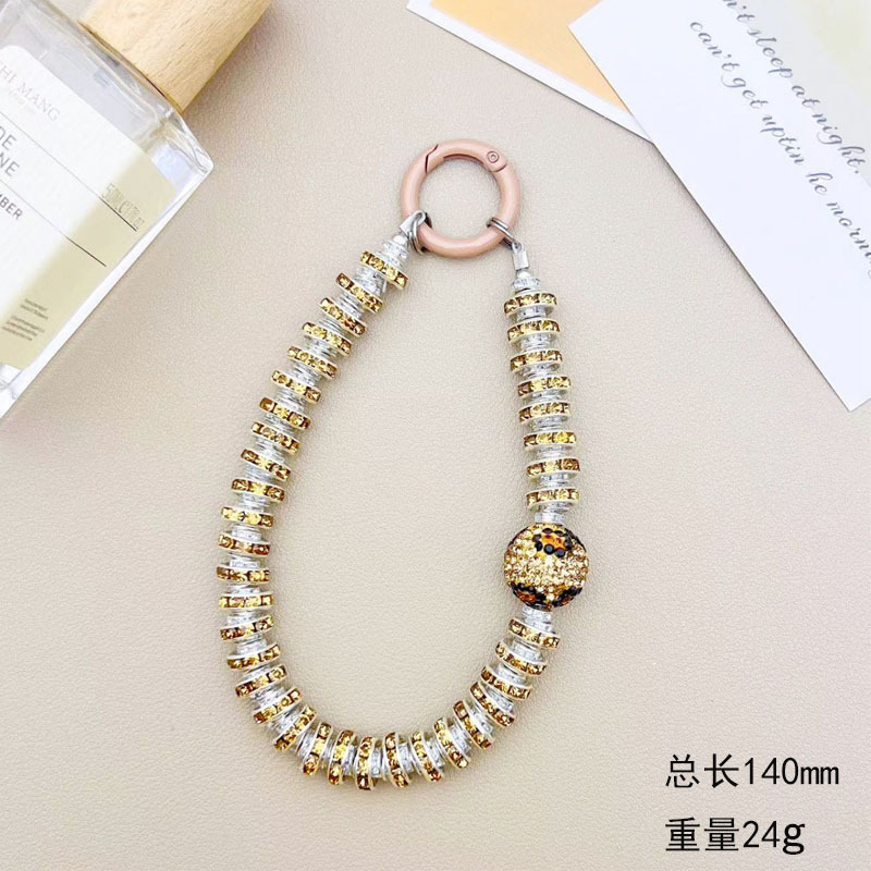 다이아몬드가 박힌 커피다이아몬드 볼 휴대폰 체인 (커피색)