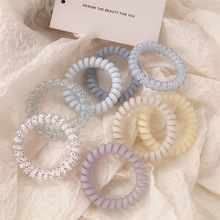 海盐蓝磨砂电话线发圈气质橡皮筋女头绳高弹力耐用无痕发绳发饰