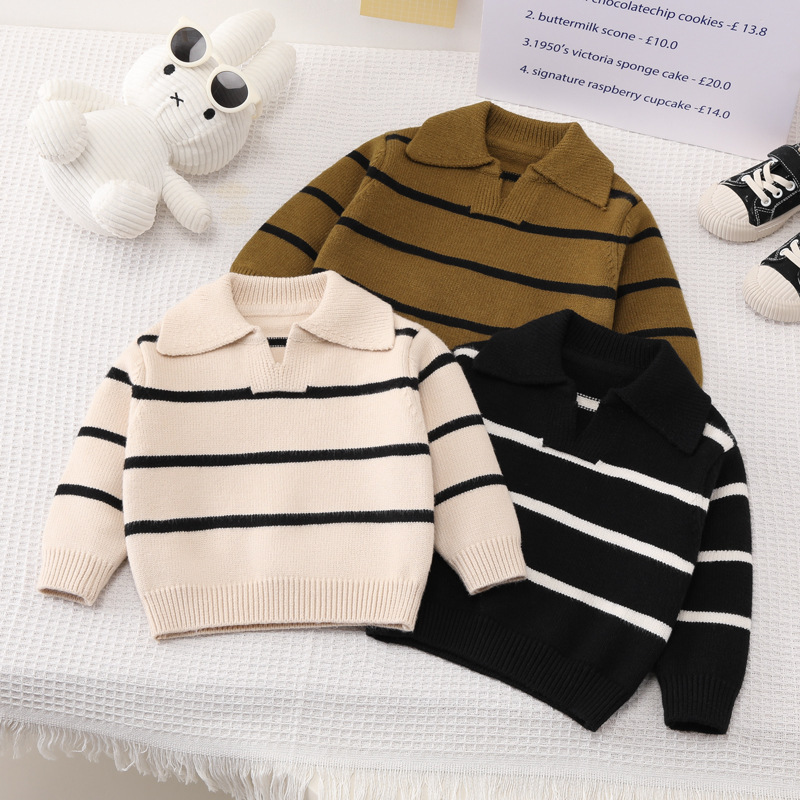 Children's Sweater Spring and Autumn Style Korean Fashion Knitwear 3-6 Years Old Printed Pullover Top Toddler Knit Cardigan Baby