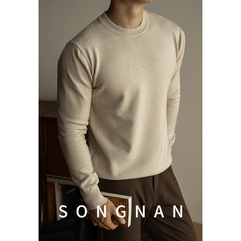 Machine Washable Tencel Wool Pure Color Knitwear Autumn and Winter New Round Neck Long-Sleeved Knitwear Men's Warm Inner Layering Shirt Machine Washable Tencel Wool Pure Color Knitwear Autumn and Winter New Round Neck Long-Sleeved Knitwear Men's Warm Inner Layering Shirt
