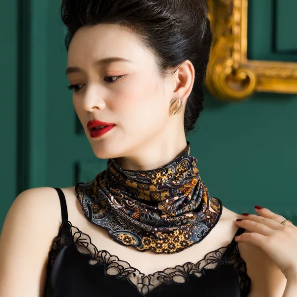 Big factory direct cold neck scarf mulberry silk knitted scarf fake collar sunscreen silk pullover collar 1148