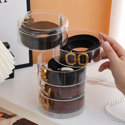 Belt Storage Box Rotating Multi-Layer Women's Belt Collection Display Transparent Display Necklace Bracelet Jewelry Jewelry Box