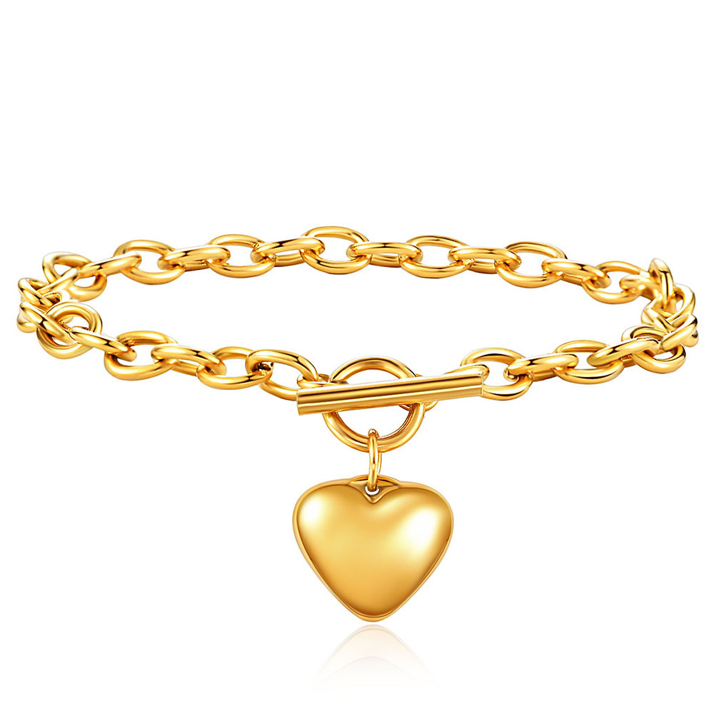 Smooth Heart Pendant Necklace With Ot Clasp In Stainless Steel_voghion.com