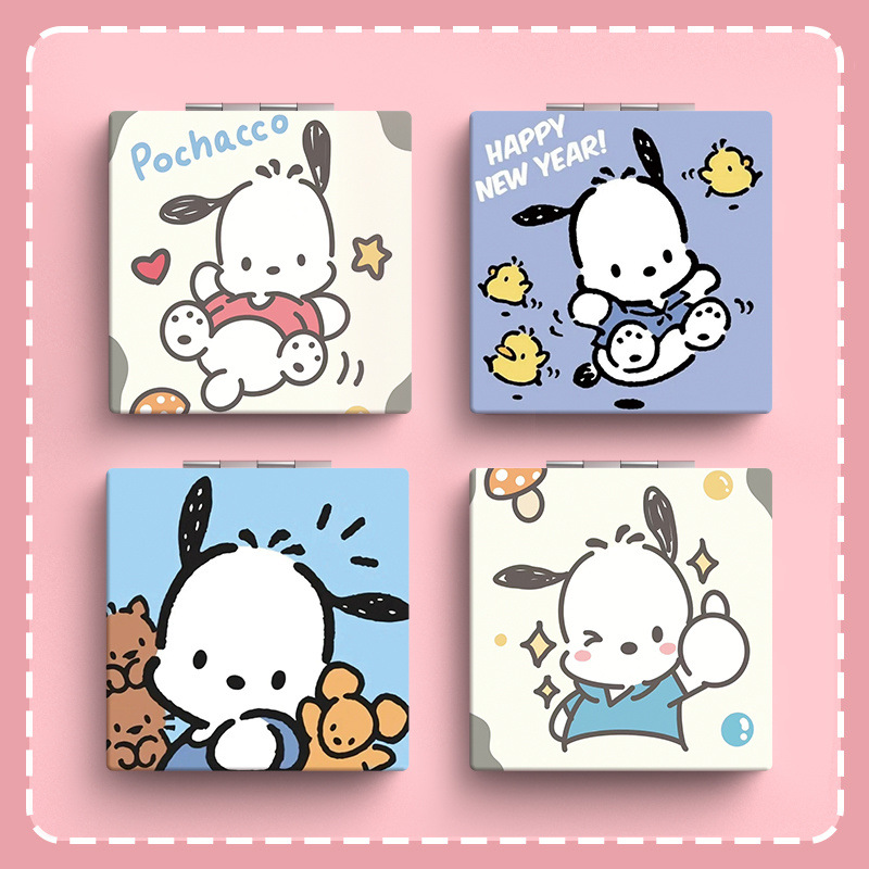 Cartoon handheld folding double-sided small mirror for students