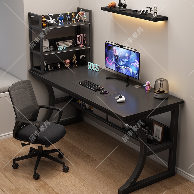 Computer Desk, Desktop Gaming Table, Home Office Desk with Storage Rack, Simple Study Desk for Bedroom, Writing Desk