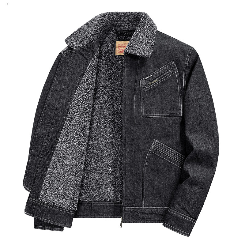 Kişi üçün qış gödəkçəsi, denim, qalın astarlı