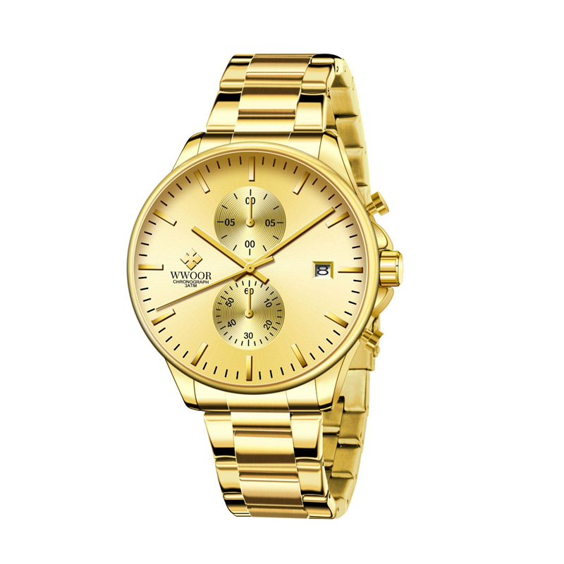 WWOOR/Hold amor 8844 nuevo calendario simple casual movimiento de cuarzo moda Correa acero reloj los hombres