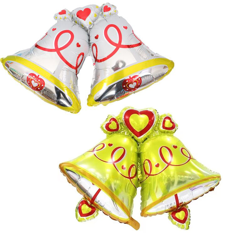 廠家直銷 聖誕節派對裝飾大號聖誕鈴鐺鋁膜氣球批發 98x72cm