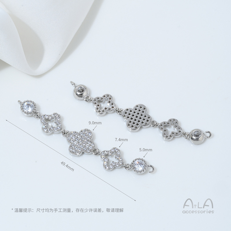 14K包金镶锆石蝴蝶葫芦樱花吊坠双吊手工diy珍珠手链项链吊饰配件|undefined