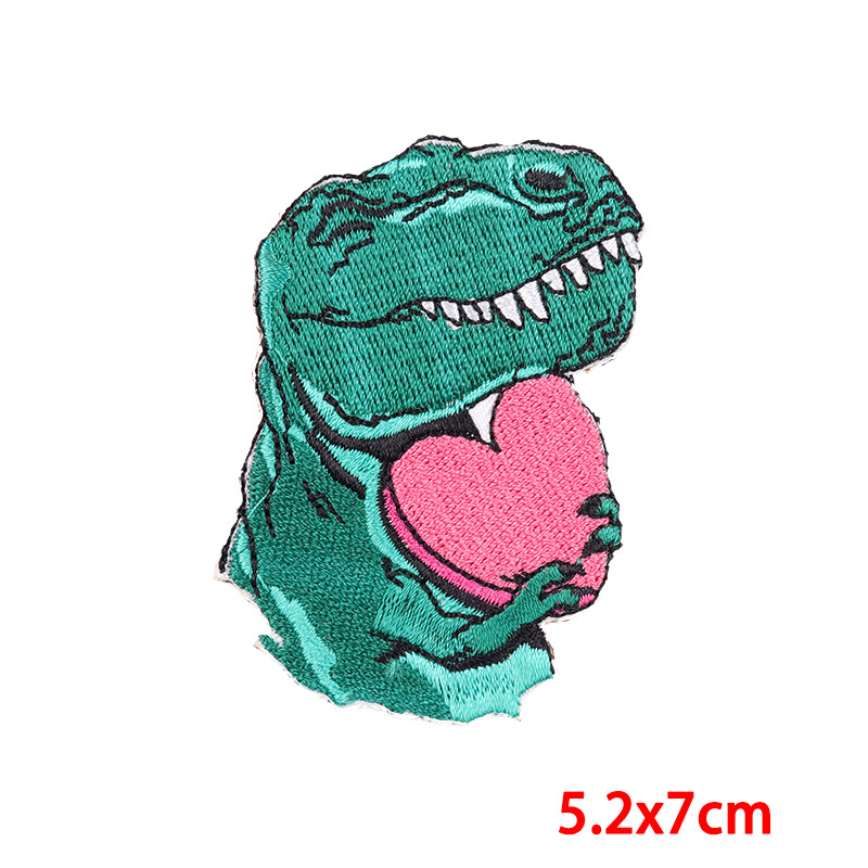 7g Weight Clothing Sticker Patches Classification 1 Piece Quantity Embroidery thread Material Dinosaur, Cat Pattern Cute, Punk Style 1 Piece Cute Punk Dinosaur Cat Embroidery Thread Clothing Sticker Patches 3