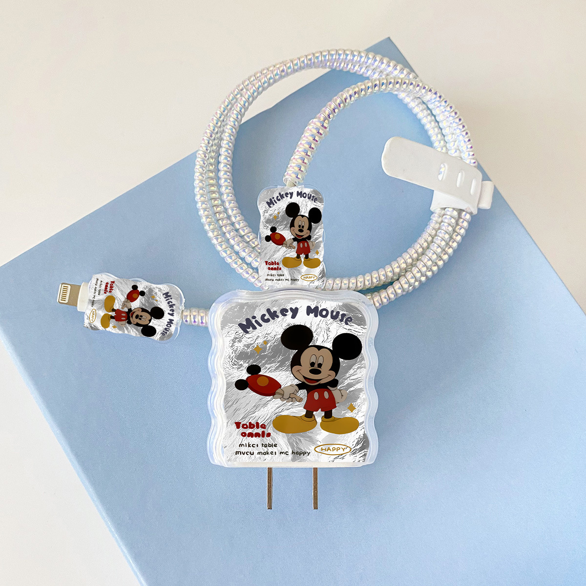 Apple 20w-YT1031 탁구 미키 오버레이 헤드기어 + 웨이브 라인 클립 + 1m 레이저 화이트 로프 + 화이트 스트랩