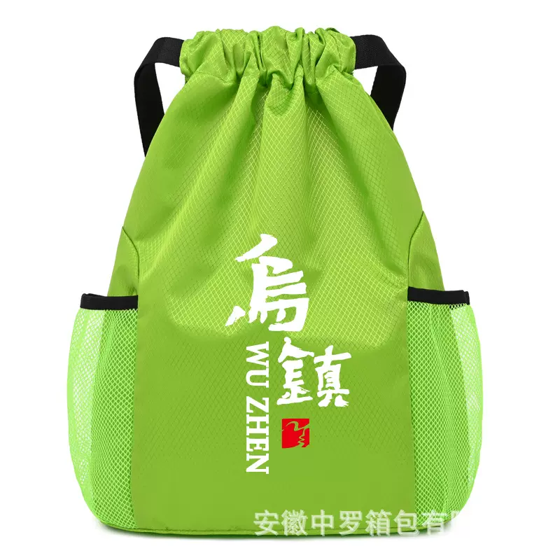 防水牛津布宽背带抽绳双肩包男女2023新款大容量束口袋运动旅行包