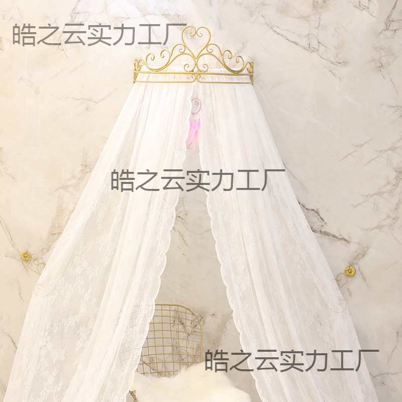 Korean-Style Lace Wedding Canopy Mosquito Net Bed Head Princess Ceiling Crown Gauze Curtain Bed Curtain Palace