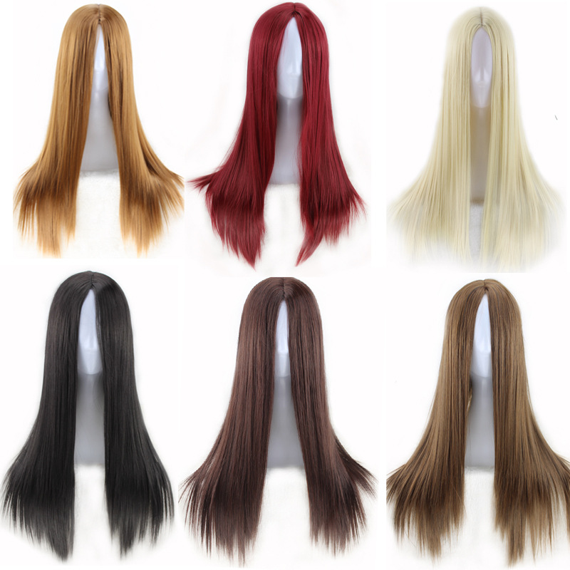 Women's Sweet Party Street High Temperature Wire Long Bangs Long Straight Hair Wigs display picture 1