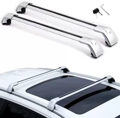 Pentium T77 Roof Luggage Rack Crossbar Pentium T33 T99 T55 Car-Mounted Aluminum Alloy No-Drill Load-Bearing Roof Rack (Roof rack) - two-all-silver-horizontal-bars-pentium-t33