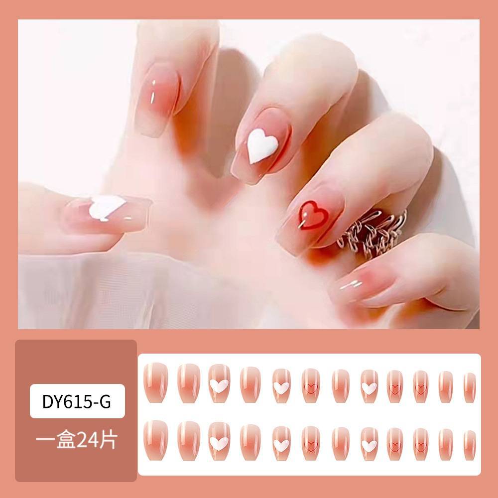 Ventas transfronterizas calientes parches de uñas dulces polvo desnudo gradiente suave atmósfera de manicure encantador adornos de amor para usar uñas