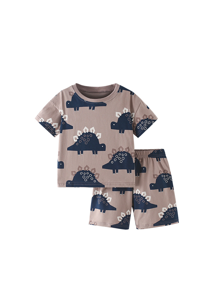 Malwee transfronterizo niño conjunto de verano nuevo estilo europeo y americano niño de cuello redondo camiseta de manga corta pantalones de cintura elástica
