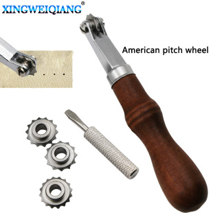 Spacing wheel American DIY leather art tool wooden handle scribing wheel scribing wheel scribing point pitch wheel leather punching wheel