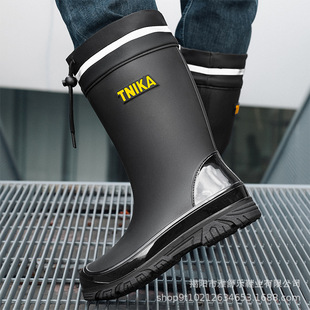 Rain Boots Men's Mid-barrel Waterproof Shoes Non-slip Rain Boots Thickened Water Boots Outdoor Fishing Wading Shoes Wear-resistant Rubber Shoes