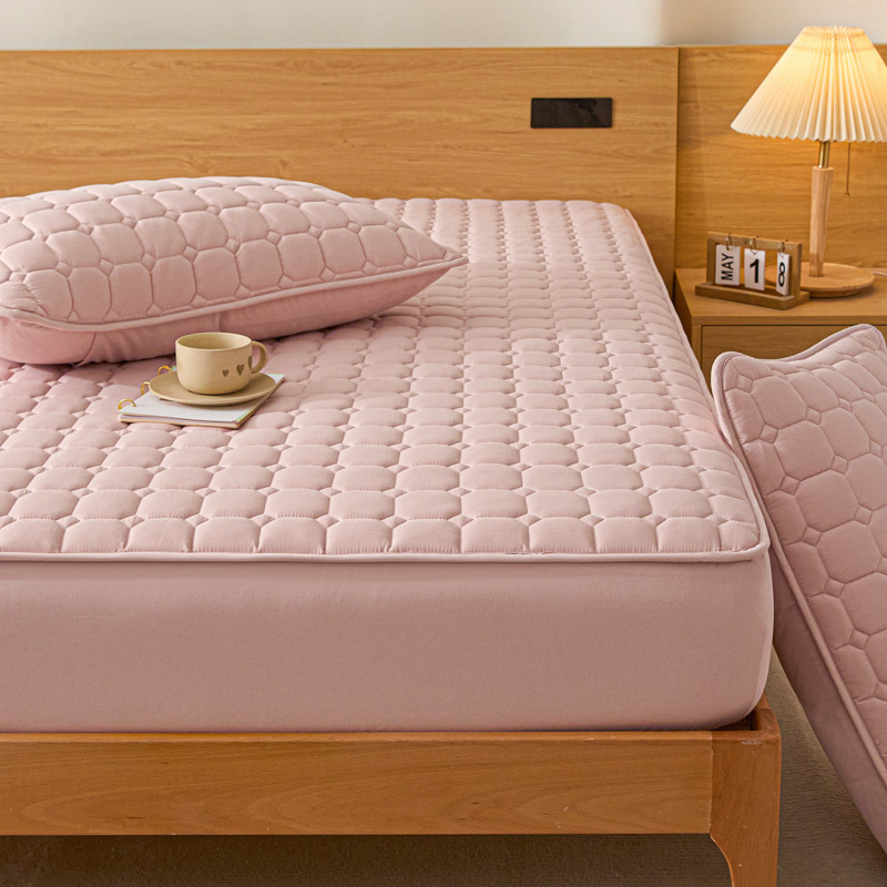 2025 nueva serie de rejilla de la suerte de la sábana de color sólido acolchada de clase A