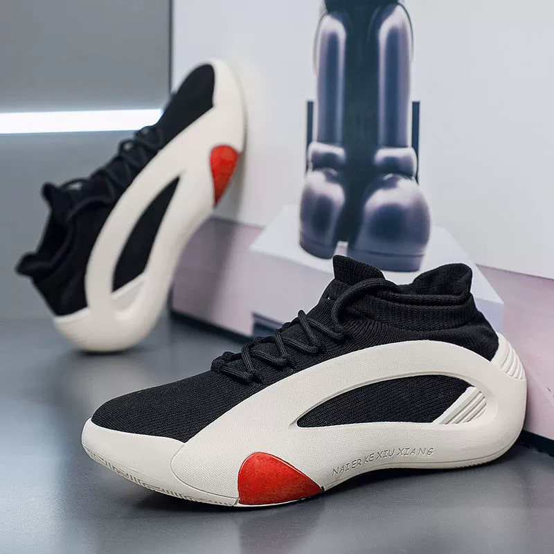 Трансграничные 2025 летающие вязаные баскетбольные кроссовки на толстой подошве Молодежный тренд студенческий туризм повседневные кроссовки кроссовки мужчины
