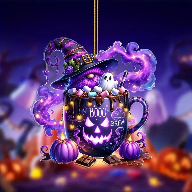 Ventas calientes de nuevo acrílico 2D calavera caramelo Halloween decoración colgante de coche image 7