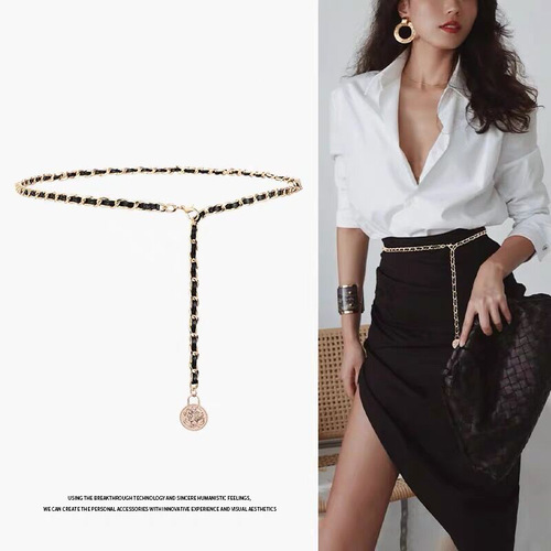 Love round beads small fragrant style metal chain belt braided waist girdle Ins style peach heart beauty head and waist chain for women