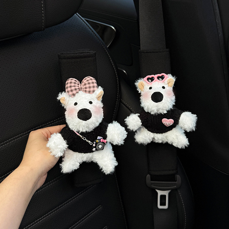 Car Seat Belt Shoulder Pads, Cute Protective Covers, Car Interior Accessories, Seat Belt Decoration, Anti-Collision Covers, West Highland Dolls for Women