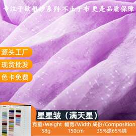 星星皱满天星闪光锦涤柔软欧根纱面料布透气防晒连衣裙设计师布料