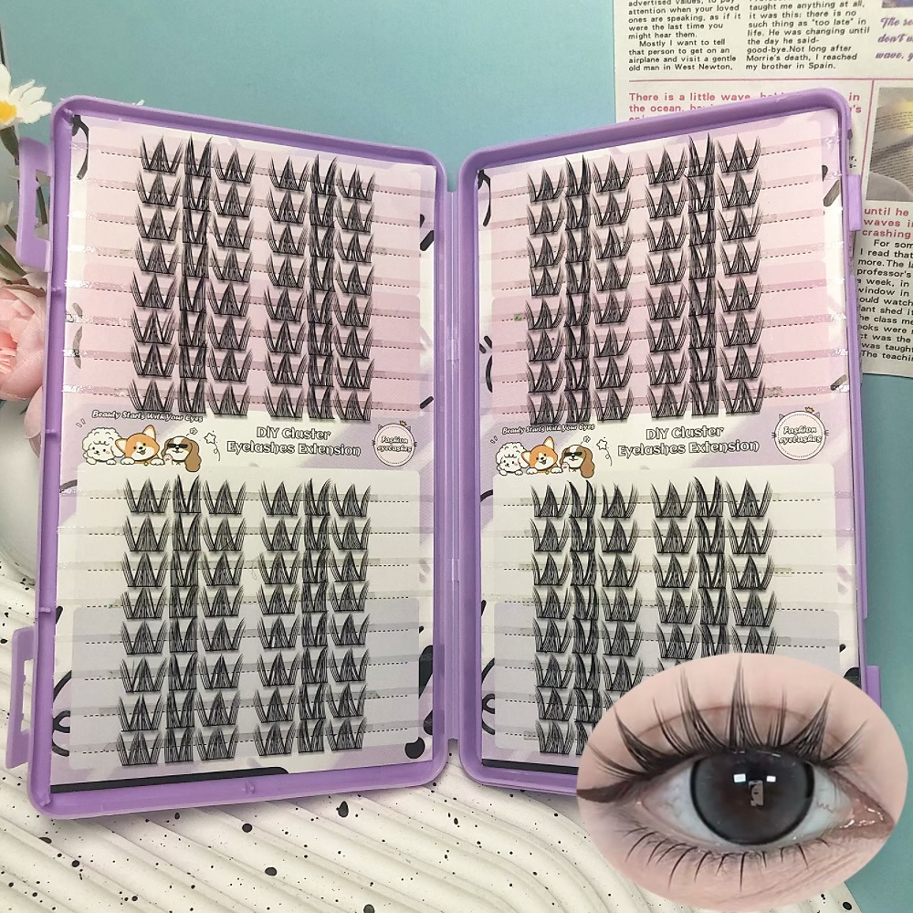 Serie de pestañas postizas transfronterizas Libro de pestañas de comercio exterior Pestañas postizas en inglés completas Pestañas postizas de gran capacidad, pelo segmentado de un solo racimo