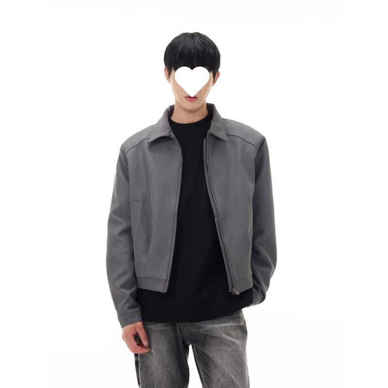 고급 아메리칸 스타일 어깨 패드 클린 핏 짧은 세트 재킷 남자 틈새 간단한 올 매치 루즈 재킷