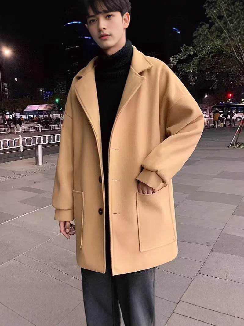 Nuevo abrigo de lana transfronterizo, abrigo de primavera para hombres, abrigo de moda de primavera y otoño, abrigo de moda casual.