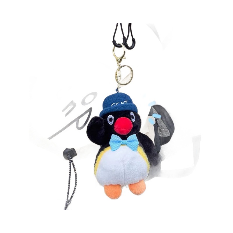 漫画のピンク色のペンギンバッグキーホルダー、ミニおもちゃ、クリエイティブなギフト、リボン付き|undefined