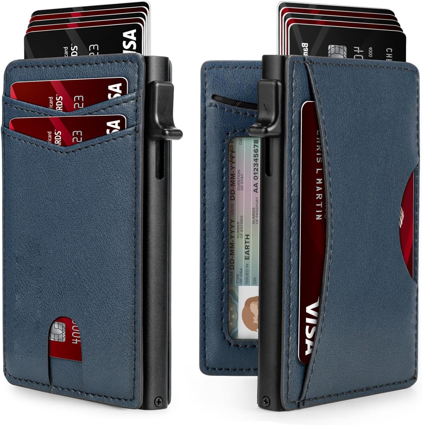 Transfronterizo en el extranjero empuje lateral doble doble tarjeta multi-tarjeta RFID anti-robo de gran capacidad tarjeta portacartera corta de negocios para hombres