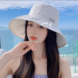 2024帽子渔夫帽防晒帽女夏季防紫外线帽子韩版夏遮阳帽新款大人潮