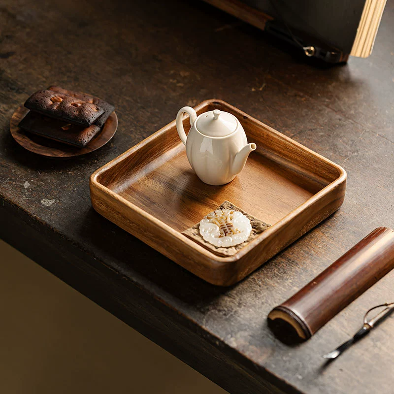观岚 Виндз Walnut простая квадратная чайная поднос ретро цельная древесина чайный поднос чайный набор хранение поднос для чая