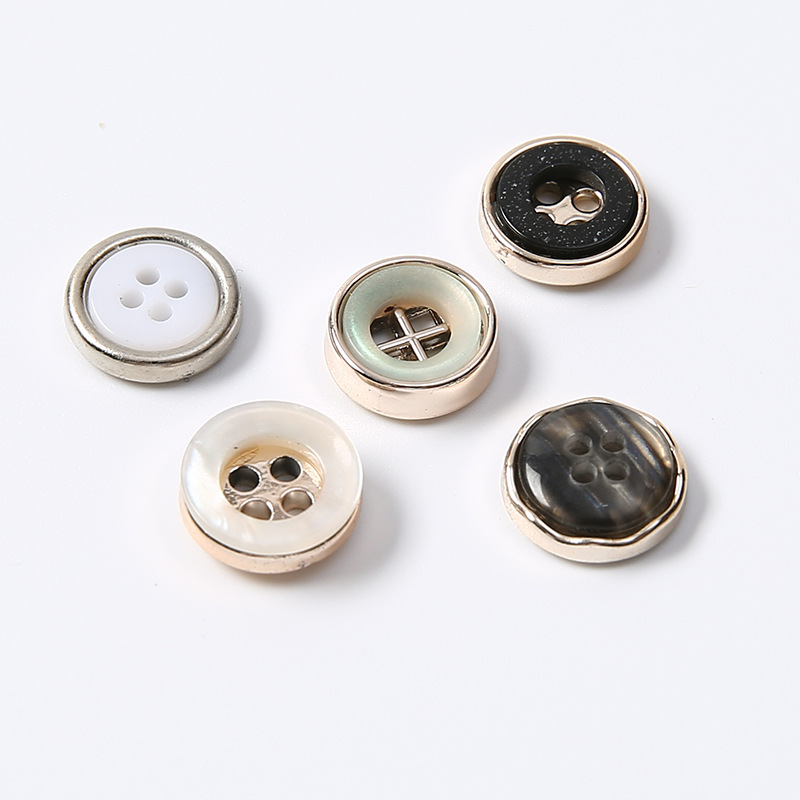 衬衣组合扣衬衫扣树脂电镀塑料组合扣雪纺仿贝壳扣四眼扣polo衫