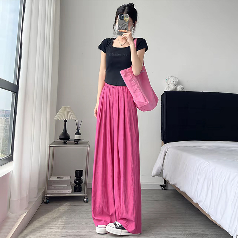 Pantalones anchos de algodón y seda para mujer, pantalones casuales de rayón, suaves y cómodos con efecto drapeado, pantalones de dormir para mujer.