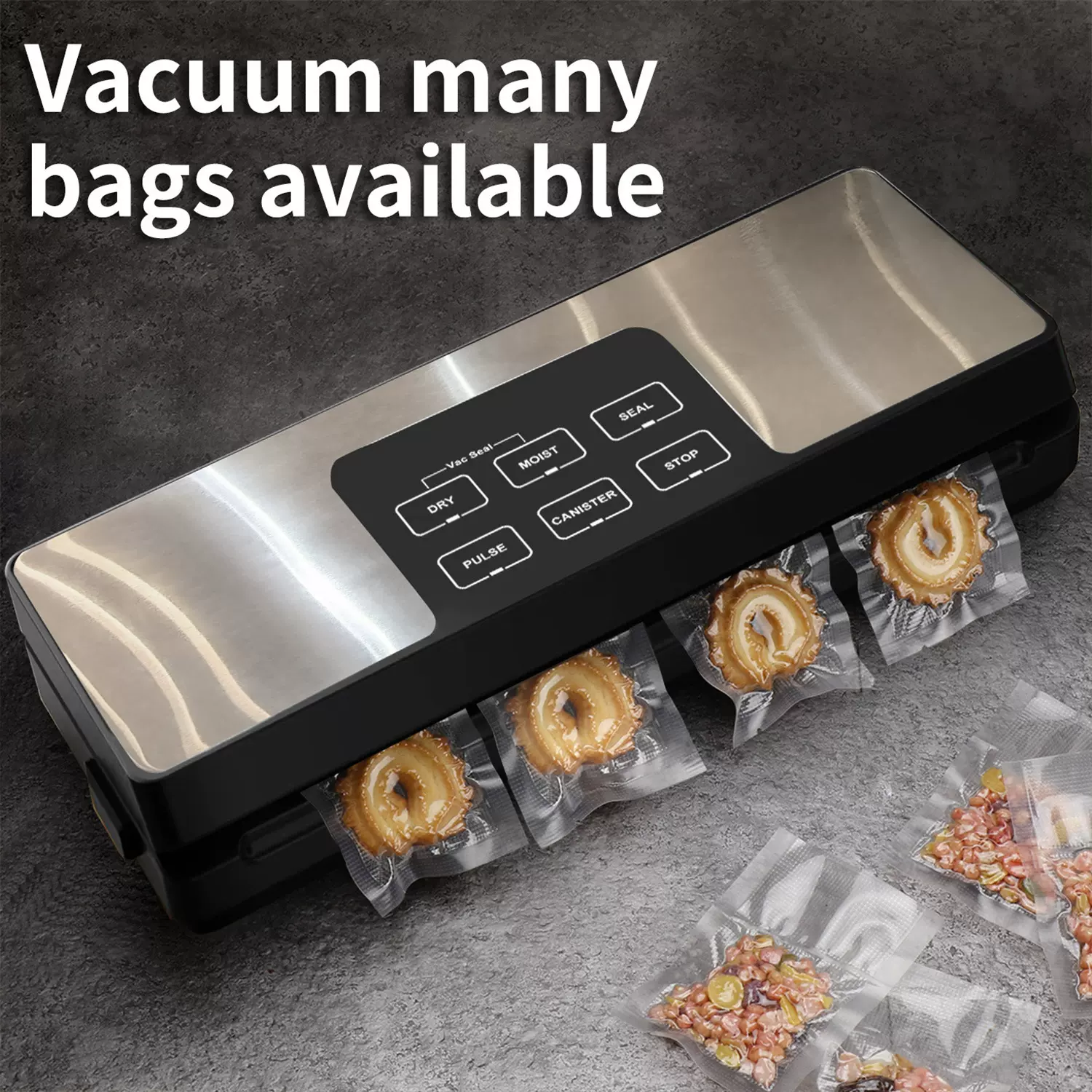 跨境定制Vacuum Sealer真空保鲜封口机家用干湿两用塑封机包装机